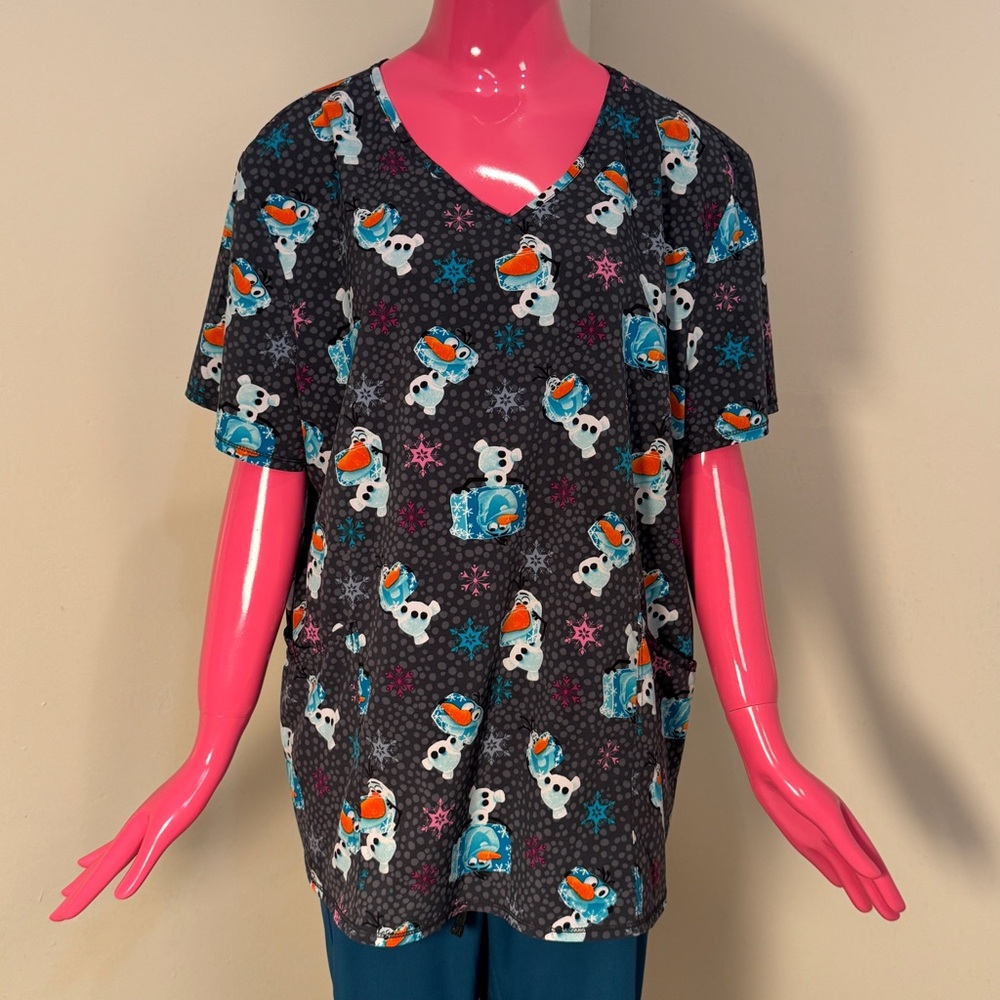 Disney Frozen Olaf Scrub Top 2XL Recycled Stretch
